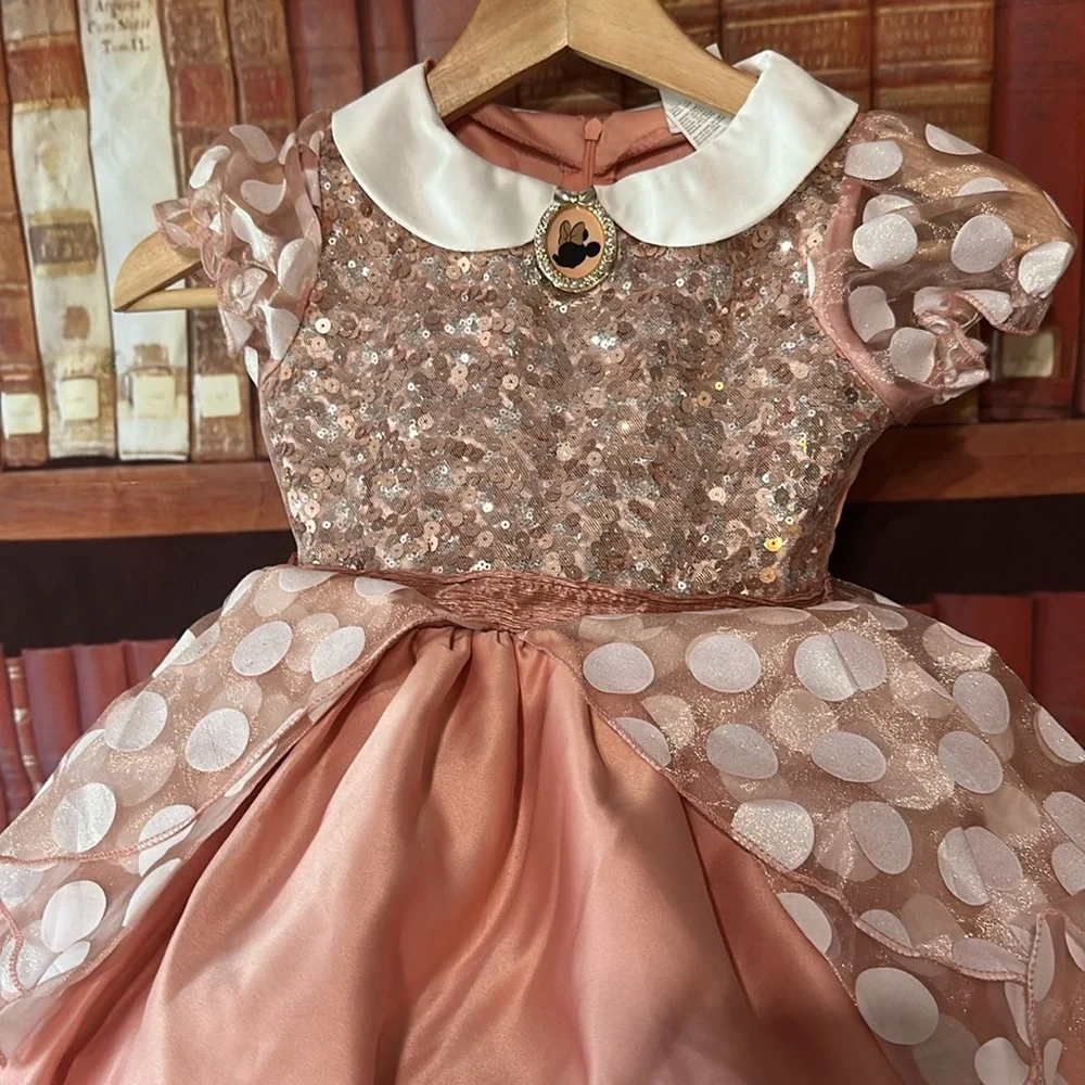 Disney Minnie Mouse Prestige Costume Dress Rose Gold XS 3T 4T - Picture 3 of 8